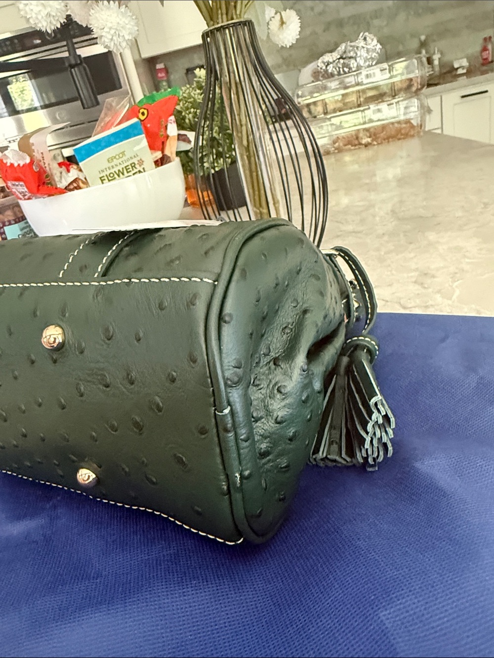 Dooney & Bourke forest Ostrich-Embossed Satchel - Picture 6 of 11